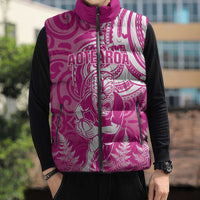 New Zealand Silver Fern Rugby All Pink Sleeveless Puffer Jacket Maori Tiki Player With Ta Moko Tribal - Polynesian Pride