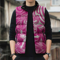 New Zealand Silver Fern Rugby All Pink Sleeveless Puffer Jacket Maori Tiki Player With Ta Moko Tribal - Polynesian Pride