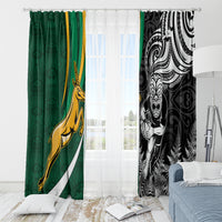 New Zealand and South Africa Rugby Window Curtain Silver Fern Protea Pattern World Cup 2023 LT01 - Polynesian Pride