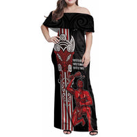 Toitu Te Reo Maori Toitu Te Whenua Toitu Te Tiriti Family Matching Off Shoulder Maxi Dress and Hawaiian Shirt Maori Warrior New Zealand