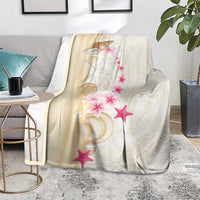 Beige Frangipani Sea Shell Blanket Starfish Polynesian Pattern - Polynesian Pride