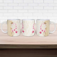 Beige Frangipani Sea Shell Ceramic Mug Starfish Polynesian Pattern - Polynesian Pride