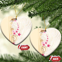 Beige Frangipani Sea Shell Ceramic Ornament Starfish Polynesian Pattern - Polynesian Pride