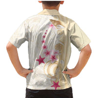 Beige Frangipani Sea Shell Family Matching Mermaid Dress and Hawaiian Shirt Starfish Polynesian Pattern - Polynesian Pride