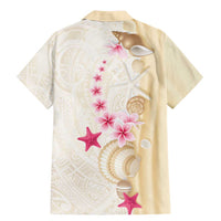 Beige Frangipani Sea Shell Family Matching Mermaid Dress and Hawaiian Shirt Starfish Polynesian Pattern - Polynesian Pride