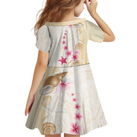 Beige Frangipani Sea Shell Family Matching Off Shoulder Maxi Dress and Hawaiian Shirt Starfish Polynesian Pattern LT01 - Polynesian Pride