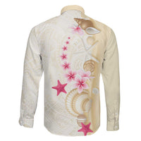 Beige Frangipani Sea Shell Family Matching Off Shoulder Maxi Dress and Hawaiian Shirt Starfish Polynesian Pattern LT01 - Polynesian Pride