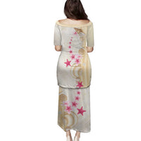 Beige Frangipani Sea Shell Family Matching Puletasi and Hawaiian Shirt Starfish Polynesian Pattern - Polynesian Pride