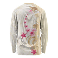 Beige Frangipani Sea Shell Long Sleeve Shirt Starfish Polynesian Pattern - Polynesian Pride