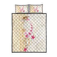 Beige Frangipani Sea Shell Quilt Bed Set Starfish Polynesian Pattern - Polynesian Pride