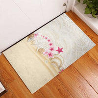 Beige Frangipani Sea Shell Rubber Doormat Starfish Polynesian Pattern - Polynesian Pride