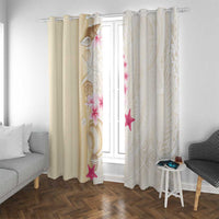 Beige Frangipani Sea Shell Window Curtain Starfish Polynesian Pattern - Polynesian Pride