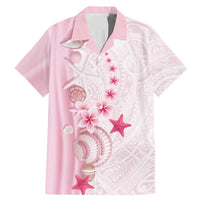 Pink Plumeria Sea Shell Family Matching Mermaid Dress and Hawaiian Shirt Starfish Polynesian Pattern - Polynesian Pride