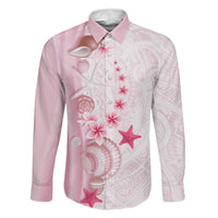 Pink Plumeria Sea Shell Family Matching Mermaid Dress and Hawaiian Shirt Starfish Polynesian Pattern - Polynesian Pride