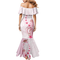 Pink Plumeria Sea Shell Family Matching Mermaid Dress and Hawaiian Shirt Starfish Polynesian Pattern - Polynesian Pride
