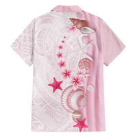 Pink Plumeria Sea Shell Family Matching Off Shoulder Maxi Dress and Hawaiian Shirt Starfish Polynesian Pattern - Polynesian Pride