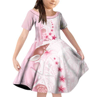 Pink Plumeria Sea Shell Family Matching Off Shoulder Short Dress and Hawaiian Shirt Starfish Polynesian Pattern - Polynesian Pride