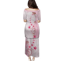 Pink Plumeria Sea Shell Family Matching Puletasi and Hawaiian Shirt Starfish Polynesian Pattern - Polynesian Pride