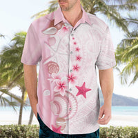 Pink Plumeria Sea Shell Hawaiian Shirt Starfish Polynesian Pattern - Polynesian Pride