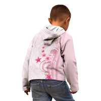 Pink Plumeria Sea Shell Kid Hoodie Starfish Polynesian Pattern - Polynesian Pride