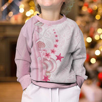 Pink Plumeria Sea Shell Kid Ugly Christmas Sweater Starfish Polynesian Pattern - Polynesian Pride