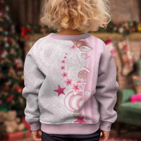 Pink Plumeria Sea Shell Kid Ugly Christmas Sweater Starfish Polynesian Pattern - Polynesian Pride