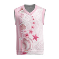 Pink Plumeria Sea Shell Christmas Knitted V-Neck Vest Starfish Polynesian Pattern - Polynesian Pride