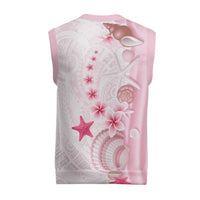 Pink Plumeria Sea Shell Christmas Knitted V-Neck Vest Starfish Polynesian Pattern - Polynesian Pride