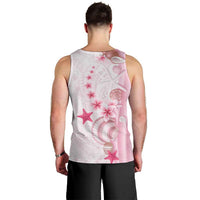 Pink Plumeria Sea Shell Men Tank Top Starfish Polynesian Pattern - Polynesian Pride