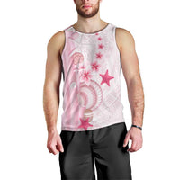 Pink Plumeria Sea Shell Men Tank Top Starfish Polynesian Pattern - Polynesian Pride