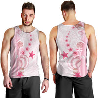 Pink Plumeria Sea Shell Men Tank Top Starfish Polynesian Pattern - Polynesian Pride