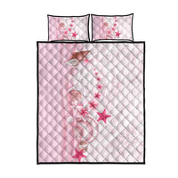 Pink Plumeria Sea Shell Quilt Bed Set Starfish Polynesian Pattern - Polynesian Pride