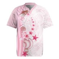 Pink Plumeria Sea Shell Rugby Jersey Starfish Polynesian Pattern LT01 Pink - Polynesian Pride