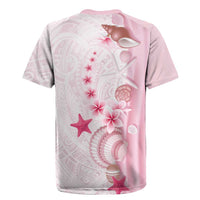 Pink Plumeria Sea Shell Rugby Jersey Starfish Polynesian Pattern - Polynesian Pride
