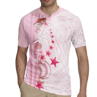 Pink Plumeria Sea Shell Rugby Jersey Starfish Polynesian Pattern LT01 - Polynesian Pride