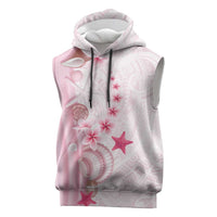 Pink Plumeria Sea Shell Sleeveless Hoodie Starfish Polynesian Pattern - Polynesian Pride