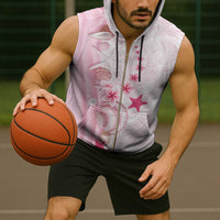 Pink Plumeria Sea Shell Sleeveless Zip Hoodie Starfish Polynesian Pattern LT01 - Polynesian Pride