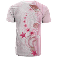 Pink Plumeria Sea Shell T Shirt Starfish Polynesian Pattern - Polynesian Pride