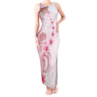 Pink Plumeria Sea Shell Tank Maxi Dress Starfish Polynesian Pattern - Polynesian Pride