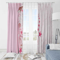 Pink Plumeria Sea Shell Window Curtain Starfish Polynesian Pattern - Polynesian Pride
