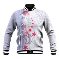 Purple Plumeria Sea Shell Baseball Jacket Starfish Polynesian Pattern - Polynesian Pride
