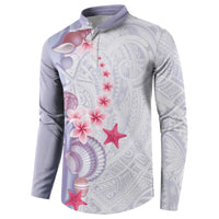 Purple Plumeria Sea Shell Button Sweatshirt Starfish Polynesian Pattern - Polynesian Pride