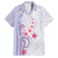 Purple Plumeria Sea Shell Family Matching Mermaid Dress and Hawaiian Shirt Starfish Polynesian Pattern - Polynesian Pride