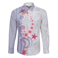 Purple Plumeria Sea Shell Family Matching Summer Maxi Dress and Hawaiian Shirt Starfish Polynesian Pattern - Polynesian Pride
