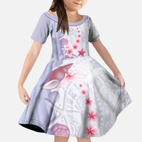 Purple Plumeria Sea Shell Family Matching Tank Maxi Dress and Hawaiian Shirt Starfish Polynesian Pattern - Polynesian Pride