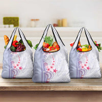 Purple Plumeria Sea Shell Grocery Bag Starfish Polynesian Pattern - Polynesian Pride