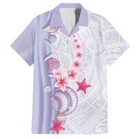 Purple Plumeria Sea Shell Hawaiian Shirt Starfish Polynesian Pattern - Polynesian Pride