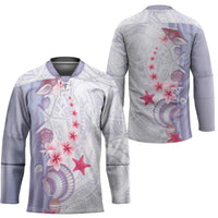 Purple Plumeria Sea Shell Hockey Jersey Starfish Polynesian Pattern - Polynesian Pride