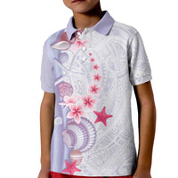 Purple Plumeria Sea Shell Kid Polo Shirt Starfish Polynesian Pattern - Polynesian Pride