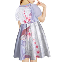 Purple Plumeria Sea Shell Kid Short Sleeve Dress Starfish Polynesian Pattern - Polynesian Pride